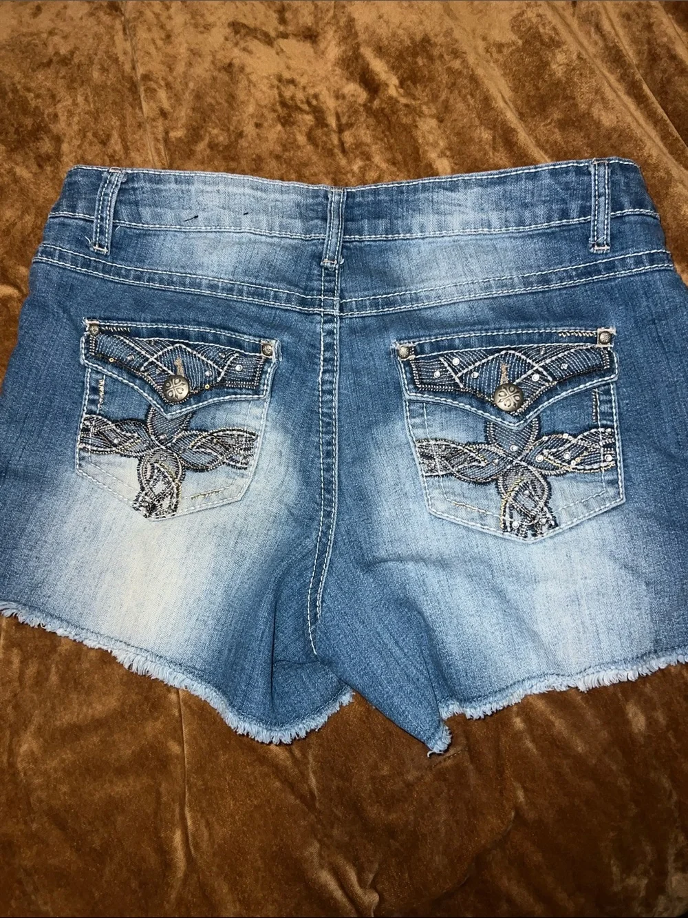 Cato Distressed Light Blue Denim Jean Shorts